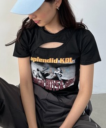 CLEA | ロックプリントカットアウト半袖チビT(Tシャツ/カットソー)