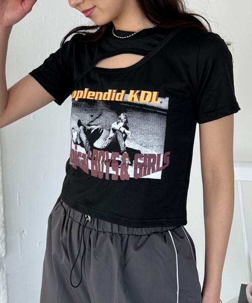 CLEA(クレア)の「ロックプリントカットアウト半袖チビT(Tシャツ/カットソー・レディース・ホワイト/ブラック/グレー・L/M)」の18枚目の写真