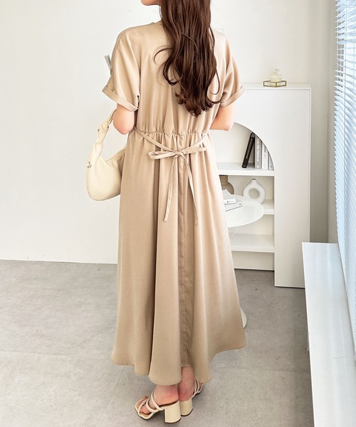 GeeRA(ジーラ)の「ウエストリボンカシュクールフレアワンピース(ワンピース・レディース・ブルー/ベージュ/ブラック・LARGE/MEDIUM)」の8枚目の写真
