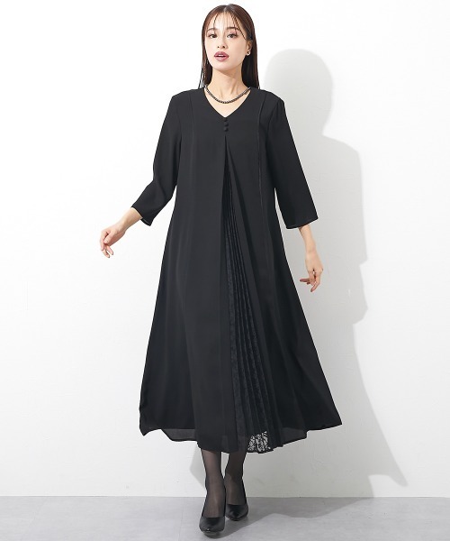 美品　23区　洗える Vネック ワンピース 黒　フォーマル　40 日本製 86cd014-07586-02b.jpg
