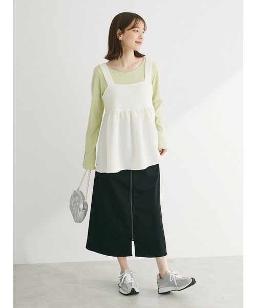 Green　Parks（グリーンパークス）の「ジャガードキャミビスチェ（キャミソール・レディース・グレー/ホワイト系その他2/ブラック・FREE）」の10枚目の写真