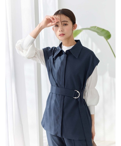 fifth（フィフス）の「袖2wayベルト付きシャツジャケット（シャツ/ブラウス・レディース・ライトベージュ/ネイビー・S/M）」の10枚目の写真