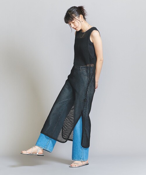BEAUTY&YOUTH UNITED ARROWS(ビューティーアンドユースユナイテッドアローズ)の「コットンメッシュ タンク ワンピース(ワンピース・レディース・ブラック/ナチュラル・FREE)」の2枚目の写真