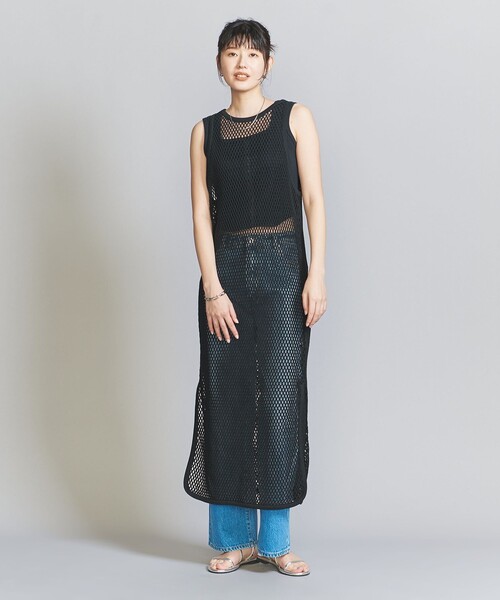 BEAUTY&YOUTH UNITED ARROWS(ビューティーアンドユースユナイテッドアローズ)の「コットンメッシュ タンク ワンピース(ワンピース・レディース・ブラック/ナチュラル・FREE)」の7枚目の写真