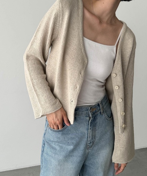 CANAL JEAN（キャナルジーン）の「El mar　サマーVネックカーディガン（カーディガン/ボレロ・レディース・ベージュ/ブラック/ホワイト・ONE SIZE）」の3枚目の写真