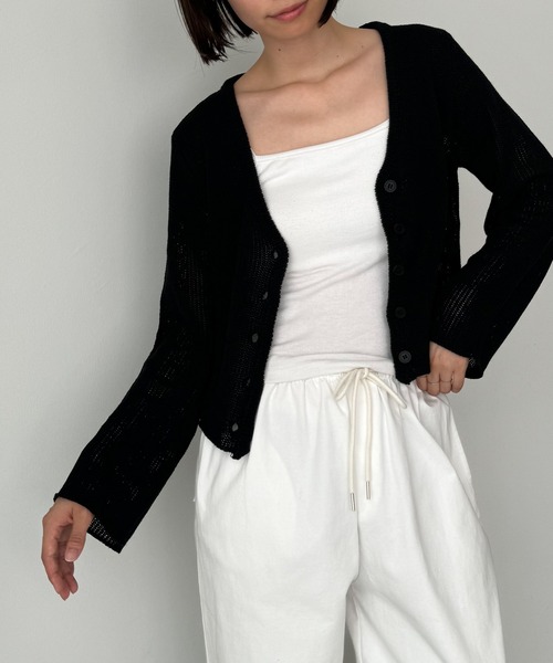 CANAL JEAN（キャナルジーン）の「El mar　サマーVネックカーディガン（カーディガン/ボレロ・レディース・ベージュ/ブラック/ホワイト・ONE SIZE）」の2枚目の写真
