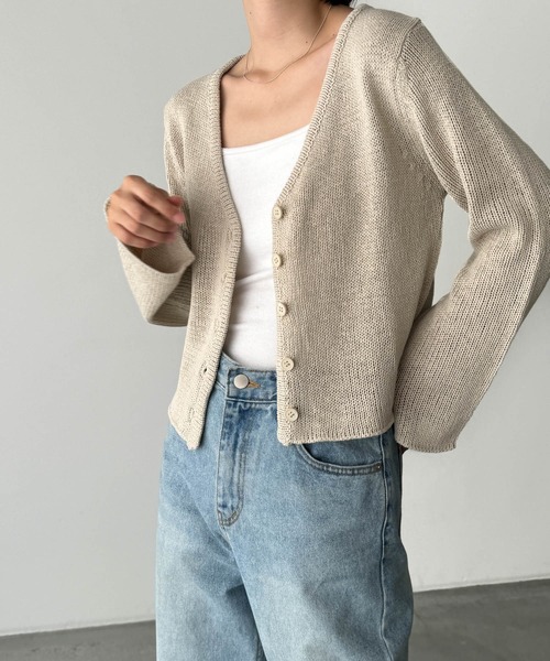 CANAL JEAN（キャナルジーン）の「El mar　サマーVネックカーディガン（カーディガン/ボレロ・レディース・ベージュ/ブラック/ホワイト・ONE SIZE）」の4枚目の写真