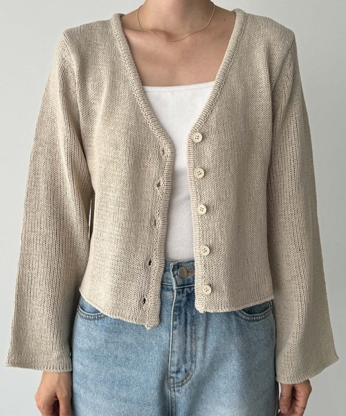 CANAL JEAN（キャナルジーン）の「El mar　サマーVネックカーディガン（カーディガン/ボレロ・レディース・ベージュ/ブラック/ホワイト・ONE SIZE）」の13枚目の写真