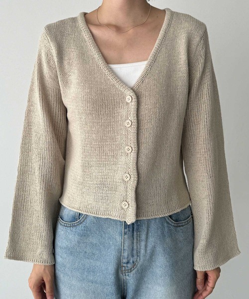 CANAL JEAN（キャナルジーン）の「El mar　サマーVネックカーディガン（カーディガン/ボレロ・レディース・ベージュ/ブラック/ホワイト・ONE SIZE）」の14枚目の写真