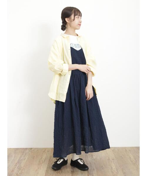 Samansa Mos2（サマンサ モスモス）の「リネン柄アソートシャツ（シャツ/ブラウス・レディース・ピンク/オフホワイト/イエロー/グリーン/サックスブルー/ブラウン・F）」の8枚目の写真