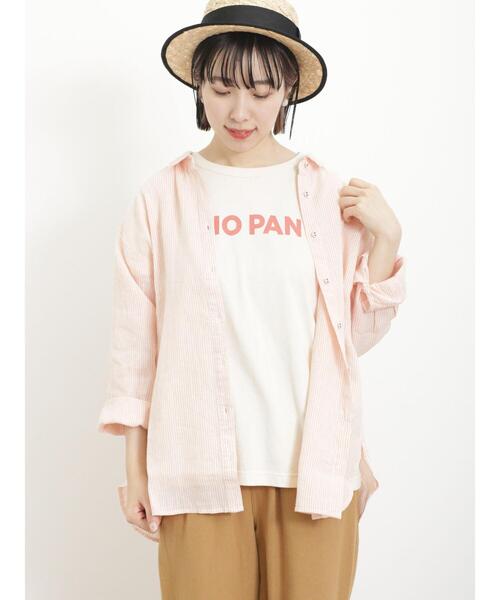sm2▪️スロウリネン柄アソートブラウス▪️ピンク サマンサモスモス Slow linen 柄アソートフリルブラウス ピンク