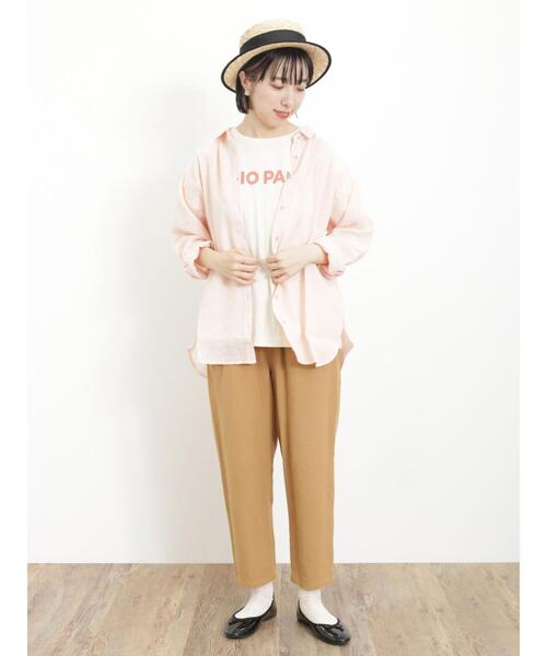 Samansa Mos2（サマンサ モスモス）の「リネン柄アソートシャツ（シャツ/ブラウス・レディース・ピンク/オフホワイト/イエロー/グリーン/サックスブルー/ブラウン・F）」の12枚目の写真