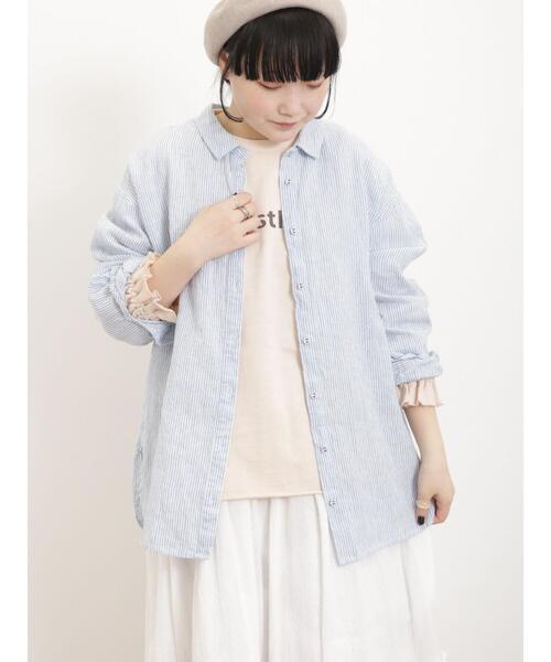 Samansa Mos2（サマンサ モスモス）の「リネン柄アソートシャツ（シャツ/ブラウス・レディース・ピンク/オフホワイト/イエロー/グリーン/サックスブルー/ブラウン・F）」の14枚目の写真