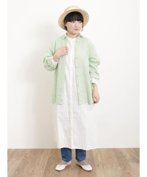 Samansa Mos2（サマンサ モスモス）の「リネン柄アソートシャツ（シャツ/ブラウス・レディース・ピンク/オフホワイト/イエロー/グリーン/サックスブルー/ブラウン・F）」の22枚目の写真