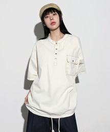 FOLLOWIN | [UNISEX]ビンテージウォッシングステッチデザインアノラック半袖シャツ(シャツ/ブラウス)