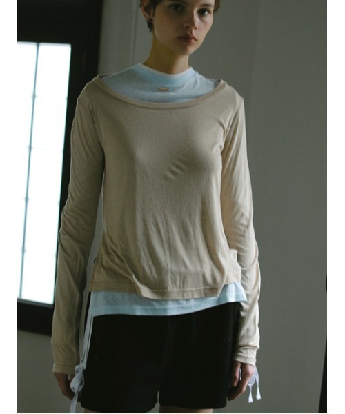 AMAIL（アマイル）の「Layered millefeuille cloth（Tシャツ/カットソー・レディース・ホワイト/ベージュ・FREE）」の2枚目の写真