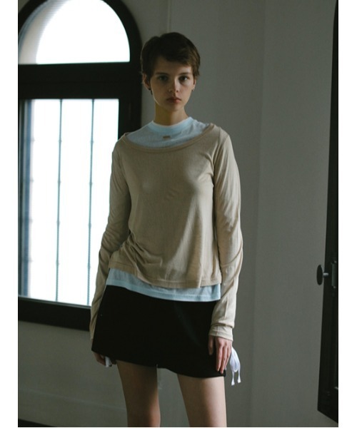 AMAIL（アマイル）の「Layered millefeuille cloth（Tシャツ/カットソー・レディース・ホワイト/ベージュ・FREE）」の3枚目の写真