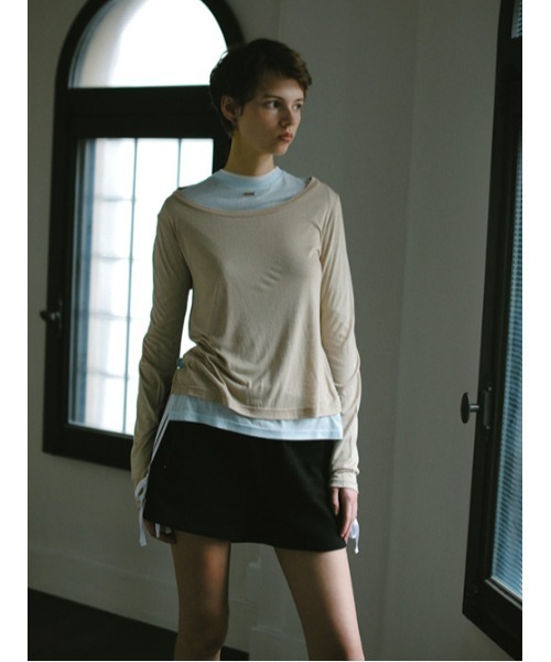 AMAIL（アマイル）の「Layered millefeuille cloth（Tシャツ/カットソー・レディース・ホワイト/ベージュ・FREE）」の5枚目の写真