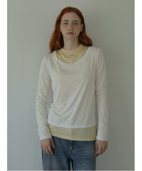 AMAIL（アマイル）の「Layered millefeuille cloth（Tシャツ/カットソー・レディース・ホワイト/ベージュ・FREE）」の16枚目の写真