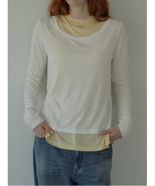 AMAIL（アマイル）の「Layered millefeuille cloth（Tシャツ/カットソー・レディース・ホワイト/ベージュ・FREE）」の18枚目の写真