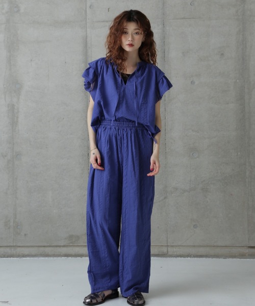 rbby ROSEBUD（アールビーバイローズバッド）の「(rbby ROSEBUD)サッカーイージーパンツ（その他パンツ・レディース・ホワイト/ブラック/ブルー・FREE）」の11枚目の写真