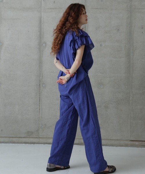 rbby ROSEBUD（アールビーバイローズバッド）の「(rbby ROSEBUD)サッカーイージーパンツ（その他パンツ・レディース・ホワイト/ブラック/ブルー・FREE）」の12枚目の写真