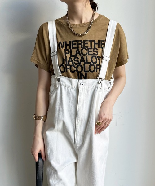DouDou(ドゥドゥ)の「前後2WAYメッセージロゴニット(ニット/セーター・レディース・オフホワイト/チャコールグレー/オリーブ・FREE)」の1枚目の写真