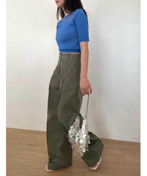 Didot.showroom(ディドット ショールーム)の「シアーストライプクロップニットT(Tシャツ/カットソー・レディース・ブラウン/ブラック/ホワイト/ブルー・FREE)」の20枚目の写真