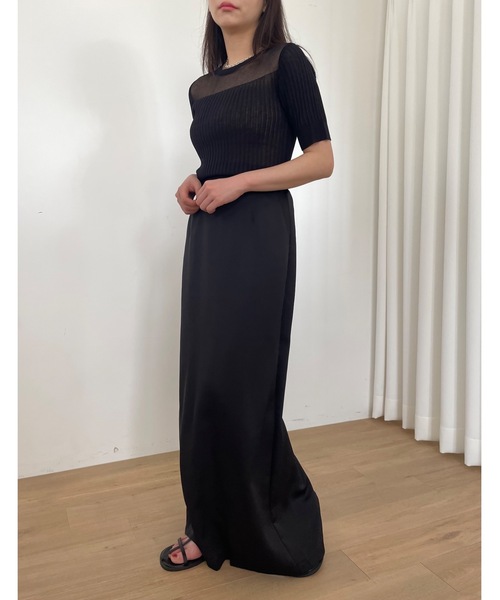 Didot.showroom(ディドット ショールーム)の「シアーストライプクロップニットT(Tシャツ/カットソー・レディース・ブラウン/ブラック/ホワイト/ブルー・FREE)」の10枚目の写真