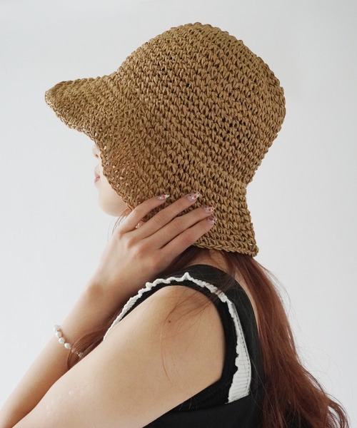 Jelly moo（ジェリームー）の「【 Jelly moo / ジェリームー 】 ナチュラル 麦わら ペーパーハット #（ニットキャップ/ビーニー・レディース・ライトベージュ/ベージュ・FREE）」の4枚目の写真