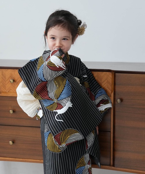輝く高品質な utatane（ウタタネ）の「キッズ浴衣3点セット ニコアンティーク 着物・浴衣