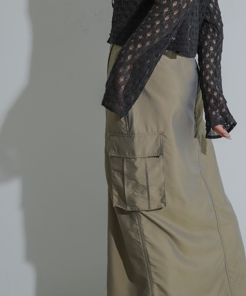 SENSE OF PLACE by URBAN RESEARCH（センスオブプレイスバイアーバンリサーチ）の「ベルトツキミリタリースリットスカート（スカート・レディース・チャコールグレー/ピンク/ベージュ・ONE）」の4枚目の写真
