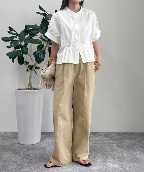 fredy emue（フレディエミュ）の「クロップドハーフスリーブブラウス（シャツ/ブラウス・レディース・ネイビー/オフホワイト/カーキ/ブルー系その他・38）」の10枚目の写真