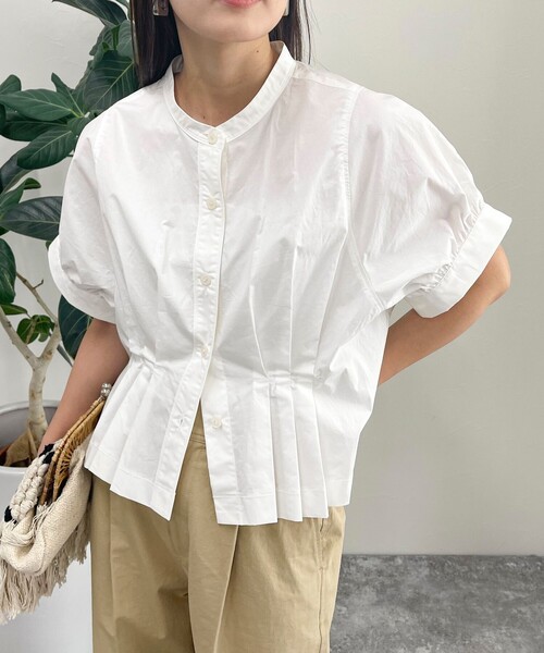 fredy emue（フレディエミュ）の「クロップドハーフスリーブブラウス（シャツ/ブラウス・レディース・ネイビー/オフホワイト/カーキ/ブルー系その他・38）」の16枚目の写真