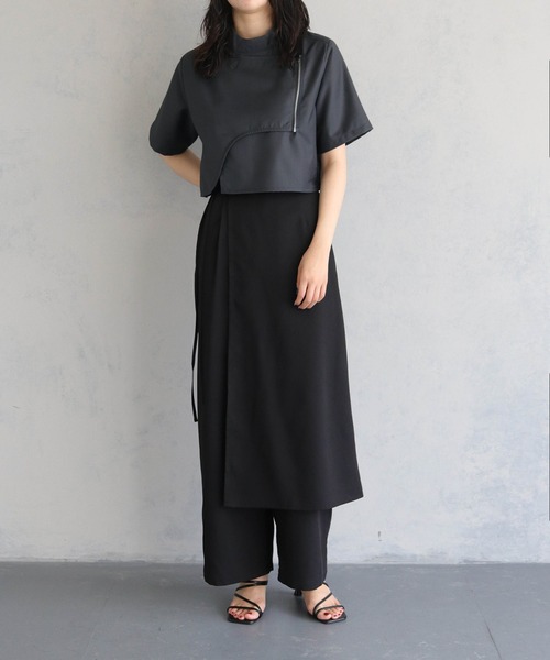 &g'aime（アンジェム）の「【&g’aime】ハイネック半袖ジップブラウス（シャツ/ブラウス・レディース・ブラック/チャコールグレー・FREE）」の20枚目の写真