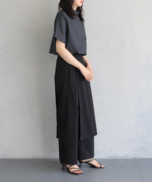 &g'aime（アンジェム）の「【&g’aime】ハイネック半袖ジップブラウス（シャツ/ブラウス・レディース・ブラック/チャコールグレー・FREE）」の19枚目の写真