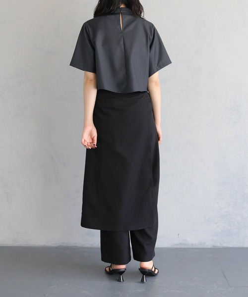 &g'aime（アンジェム）の「【&g’aime】ハイネック半袖ジップブラウス（シャツ/ブラウス・レディース・ブラック/チャコールグレー・FREE）」の18枚目の写真