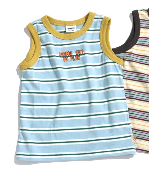 BREEZE(ブリーズ)の「マルチボーダータンクトップ(タンクトップ・キッズ・アイボリー/サックスブルー・80/90/100/110/120/130/140)」の1枚目の写真