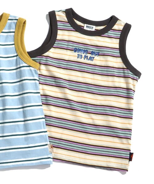 BREEZE(ブリーズ)の「マルチボーダータンクトップ(タンクトップ・キッズ・アイボリー/サックスブルー・80/90/100/110/120/130/140)」の2枚目の写真
