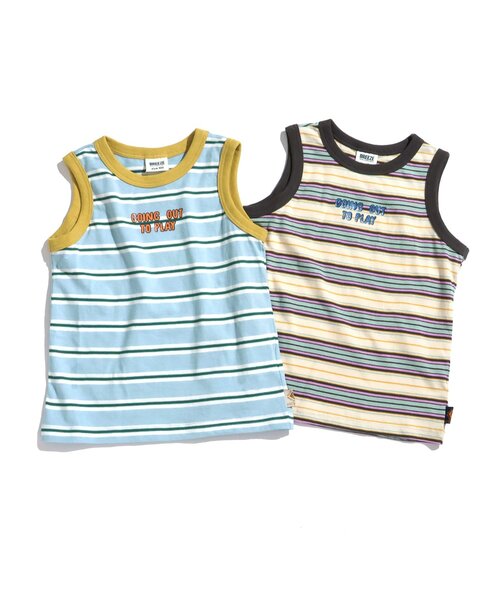BREEZE(ブリーズ)の「マルチボーダータンクトップ(タンクトップ・キッズ・アイボリー/サックスブルー・80/90/100/110/120/130/140)」の3枚目の写真