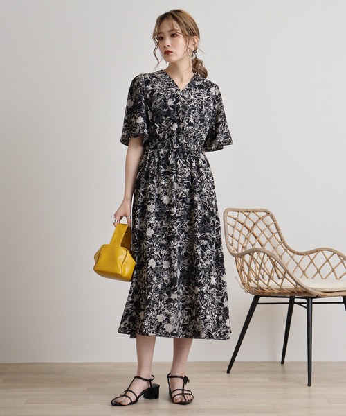 MARBLE WALTS（マーブルワルツ）の「MARBLE WALTZ　ウエストシャーリング半袖ワンピース（ワンピース・レディース・ピンクベージュ/ブラック/キナリ/ベージュ・M）」の9枚目の写真