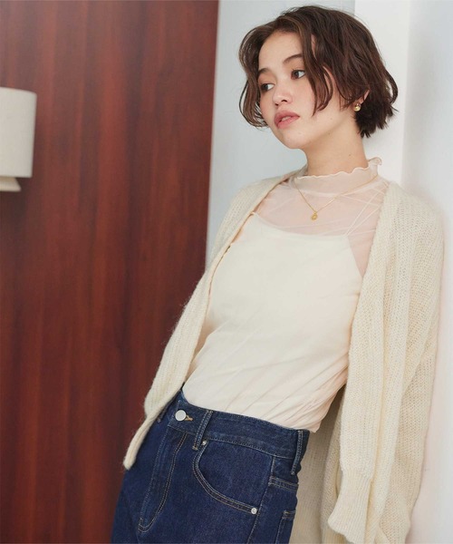 セール】モヘアタッチローゲージニットカーディガン（カーディガン