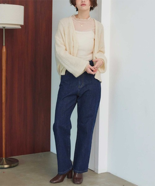 セール】モヘアタッチローゲージニットカーディガン（カーディガン