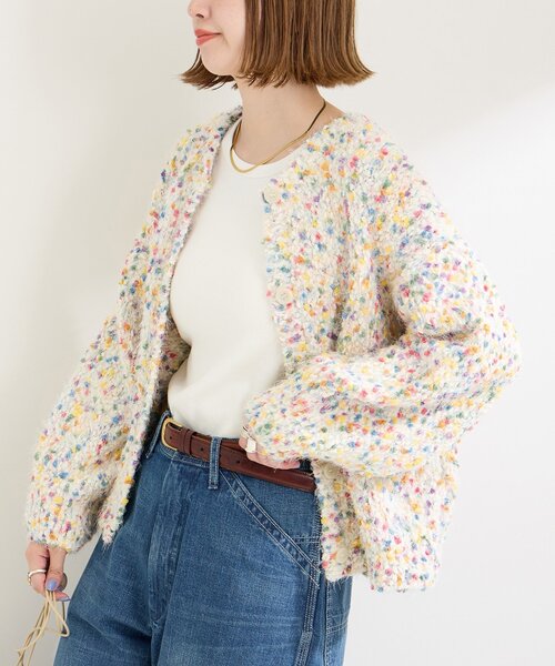 B.C STOCK(ベーセーストック)の「ポコポコヤーンミックス2WAYカーディガン(カーディガン/ボレロ・レディース・ネイビー/レッド/ホワイト/チャコールグレー・FREE)」の2枚目の写真