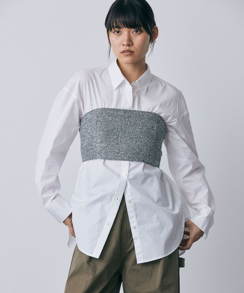 BABYLONE（バビロン）の「ベーシックシャツ（シャツ/ブラウス・レディース・ホワイト/サックスブルー/ベビーピンク・フリー）」の2枚目の写真