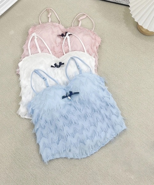 Miniministore(ミニミニストア)の「フリンジキャミソールカップ付きブラトップ(キャミソール・レディース・ライトブルー/ホワイト/ピンク/ライトグリーン/ベージュ・FREE)」の21枚目の写真