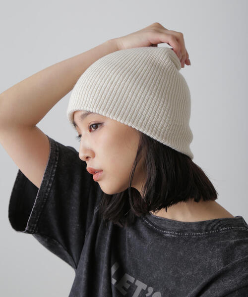 FREE'S MART（フリーズマート）の「カラーワッチ（ニットキャップ/ビーニー・レディース・ブラック/グレー/ホワイト・ﾌﾘ-）」の11枚目の写真