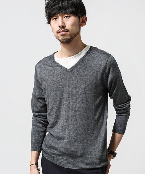 NANO universe（ナノユニバース）の「カシミアブレンドVネックニット（ニット/セーター・メンズ・ブルー/ボルドー/ブラック/ネイビー/グレー/グリーン・X-LARGE/SMALL/LARGE/MEDIUM）」の3枚目の写真