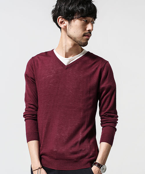 NANO universe（ナノユニバース）の「カシミアブレンドVネックニット（ニット/セーター・メンズ・ブルー/ボルドー/ブラック/ネイビー/グレー/グリーン・X-LARGE/SMALL/LARGE/MEDIUM）」の6枚目の写真