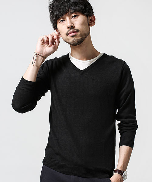 NANO universe（ナノユニバース）の「カシミアブレンドVネックニット（ニット/セーター・メンズ・ブルー/ボルドー/ブラック/ネイビー/グレー/グリーン・X-LARGE/SMALL/LARGE/MEDIUM）」の2枚目の写真